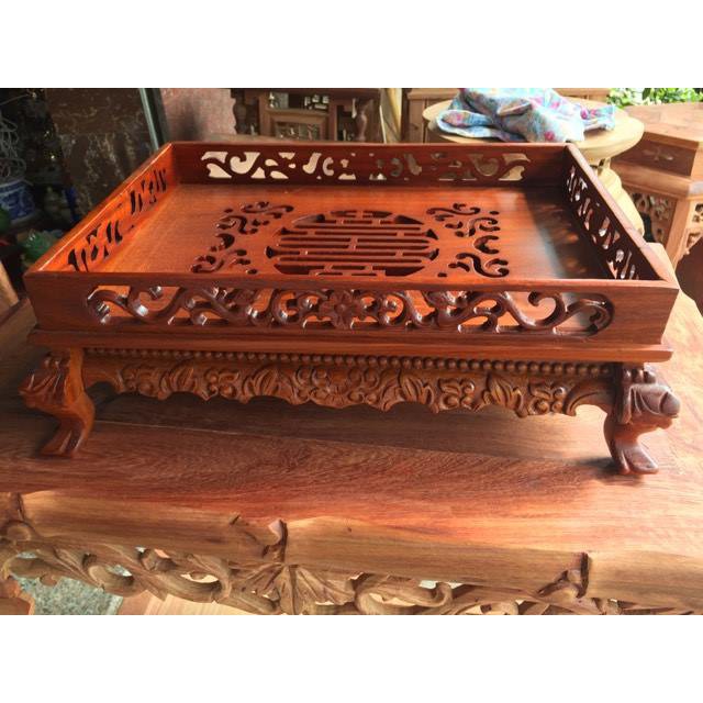 Khay trà thiết kế kiểu cổ điển gỗ hương đỏ